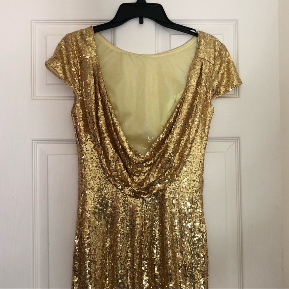 Beautiful gold sequin hand made dress. Size 8 - Picture 6 of 8